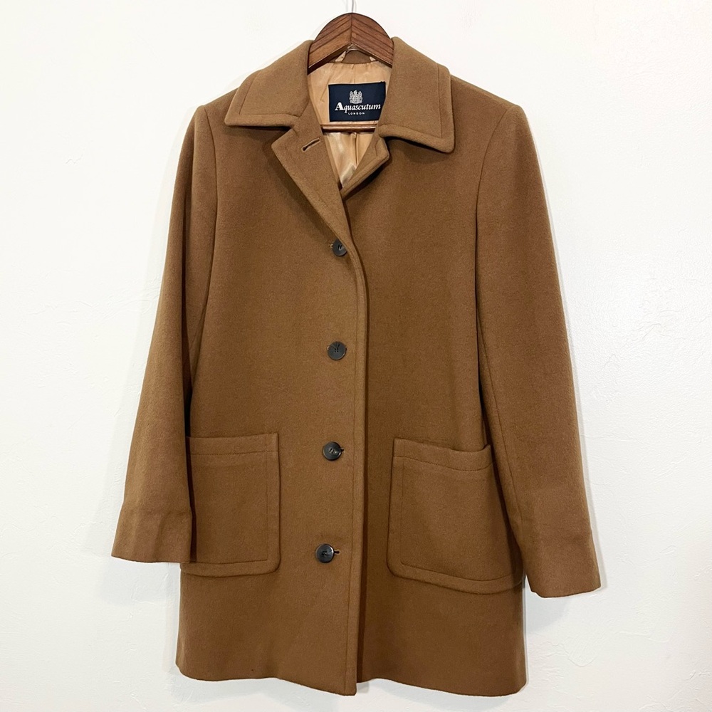 Vintage Aquascutum London Wool Cashmere Angora Coat - Picture 2 of 11